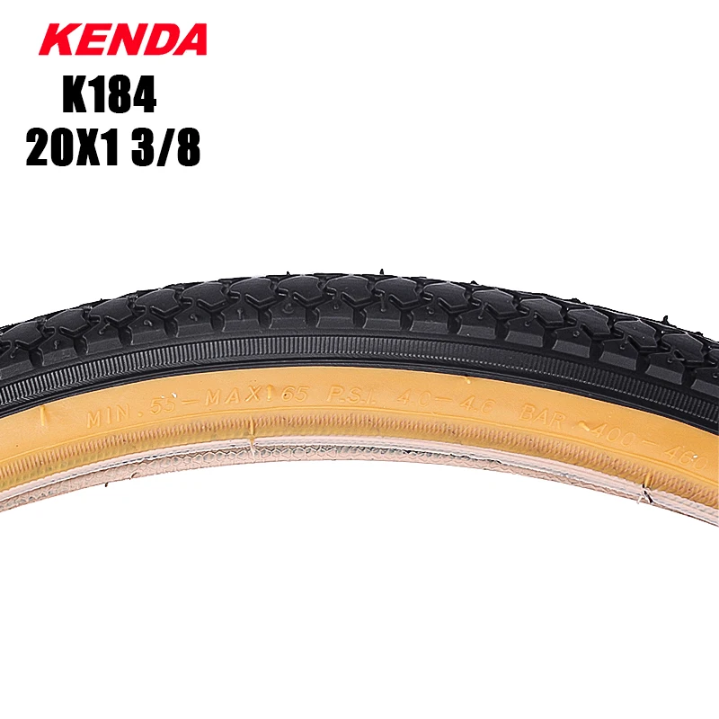 KENDA-Bicycle Tire with Yellow Edge, Retro, Leisure, Bicycle Accessories, 20 in, KENDA, 20 in, K184, 20*1 3/8