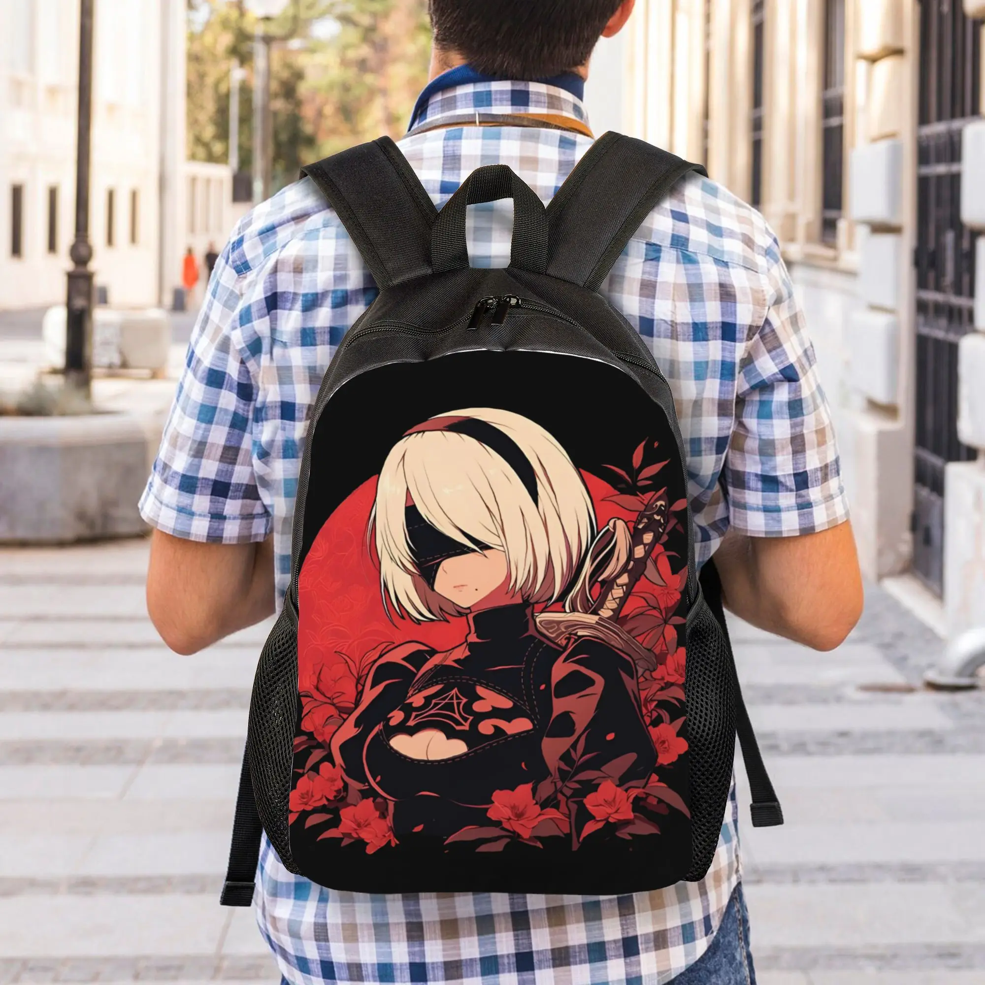NieRs Anime Teenage Backpack 야외 학생 비즈니스 데이팩 남성용 여성용 노트북 숄더백