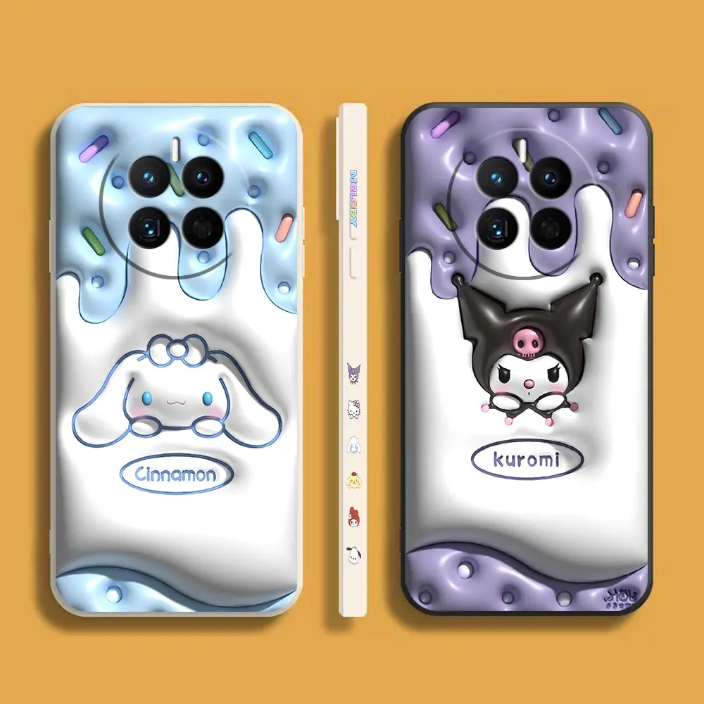 

Cute Cinnamoroll kuromi Phone Case For Huawei MATE 10 20 20X 30 40 50 P20 P30 P40 P50 P60 PRO PLUS Colour Liquid Case Funda Capa