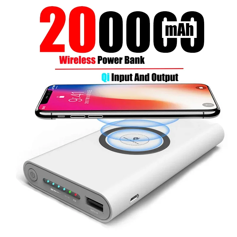 200000mAh Power Bank Large Capacity Power Bank Two-Way Wireless Fast Charging Portable Mobile Phone Accessories Free Shipping