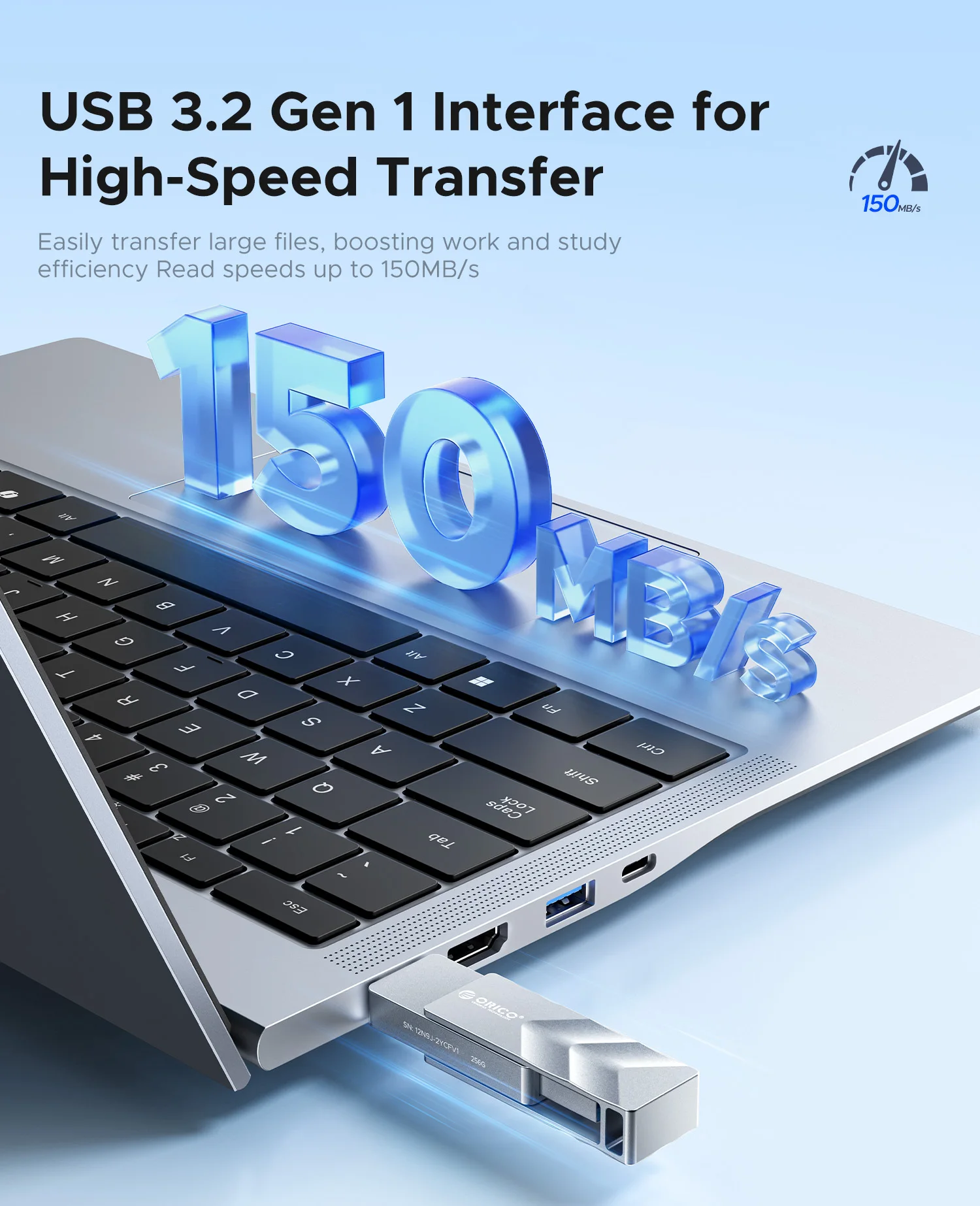 ORICO USB 플래시 드라이브 USB3.2 Gen1 150MB/s 듀얼 USB-C & USB-A 미니 썸 드라이브 메모리 스틱 아이폰 15/16/17 시리즈용