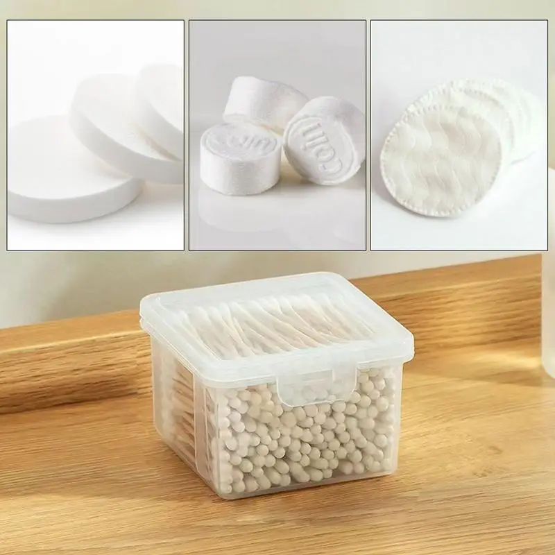 Cotton Swab Holder Q-Tip Dispenser Cotton Swab Storage Box Clear Cotton Bud Storage Box Vanity Makeup Cotton Storage Organizer 4
