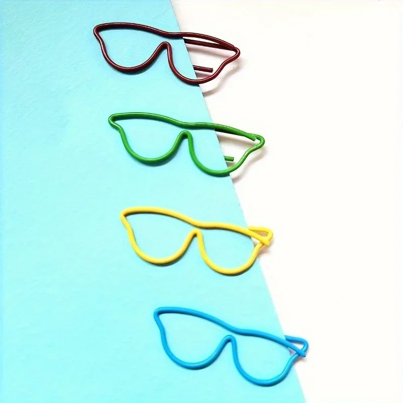 60pcs Mixed Color Glasses Shaped Paper Clips Cute Shape Bookmark Clips Metal Paper Files Holder Creative Office School Supply paper clips mini bookmark