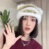 Cat Ear Contrast Stripe Splicing Handmade Colorful Dot Imitation Mink Velvet Hat Cute Little Sister Ear Protection Warm Hat 3