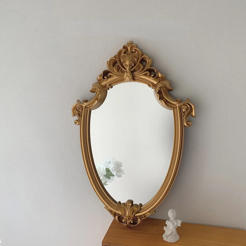 

Bathroom Toilet Mirror Antique Nordic Irregular Wall Mirror Long Makeup Bedroom Compact Espelhos Decorativos Home Decorations