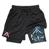 Mens 2-in-1 Athletic Gym Shorts Anime Hunter X Hunter Print Quick Dry Stretchy Active Shorts Fitness Workout Running Sportswear 5