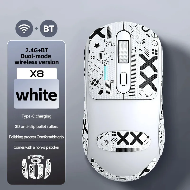 2026 Dual-Mode Connection X8 Wireless Gaming Mouse 500mAh TYPE-C Rechargeable Office Mouse Suitable for Laptop Desktop Computers