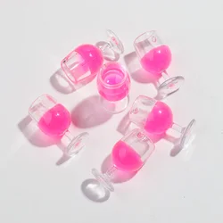 Elegant 3D Red Wine Glass Resin Charms - Set of 6 for Jewelry and Accessories Creation (Pink)