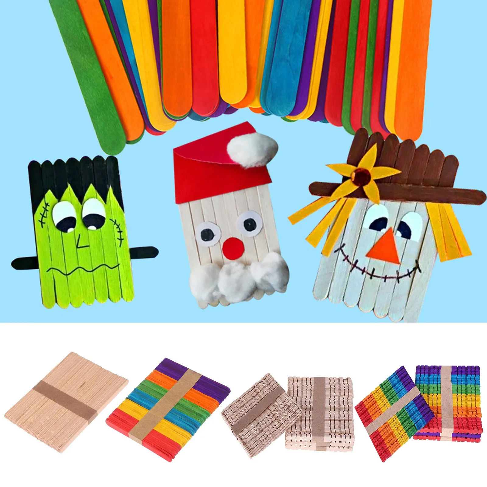 Wooden Multi Purpose Popsicle Sticks Craft ICES Ice Cream Wax Waxing