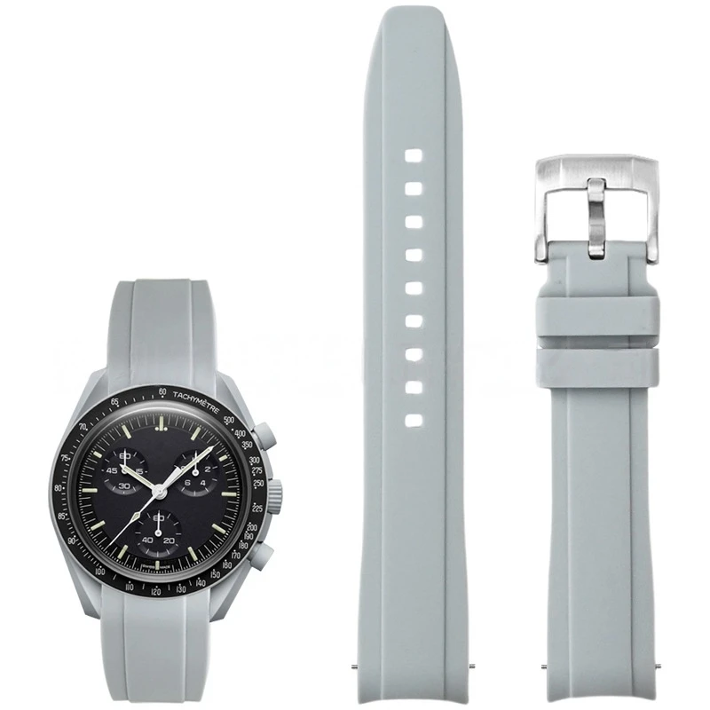 Curved End Silicone Rubber Watch Strap - Universal Diving Bracelet
