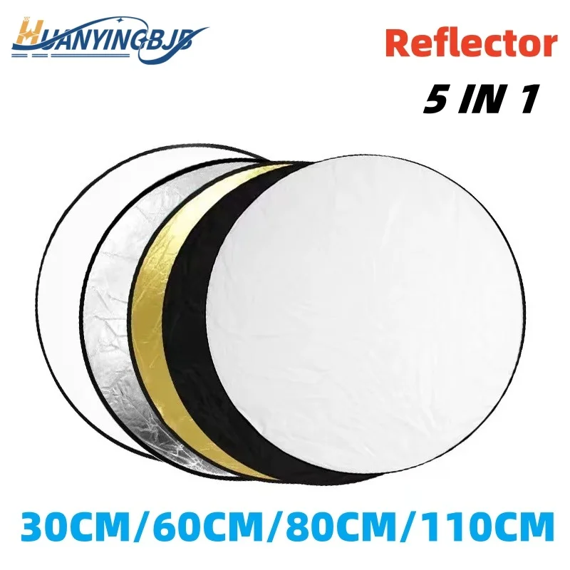 Photography Reflector Portable 5 in 1 Round Collapsible Photo Studio Light Diffuser Multi Color Outdoor 60/80/110CM HUANYINGBJB