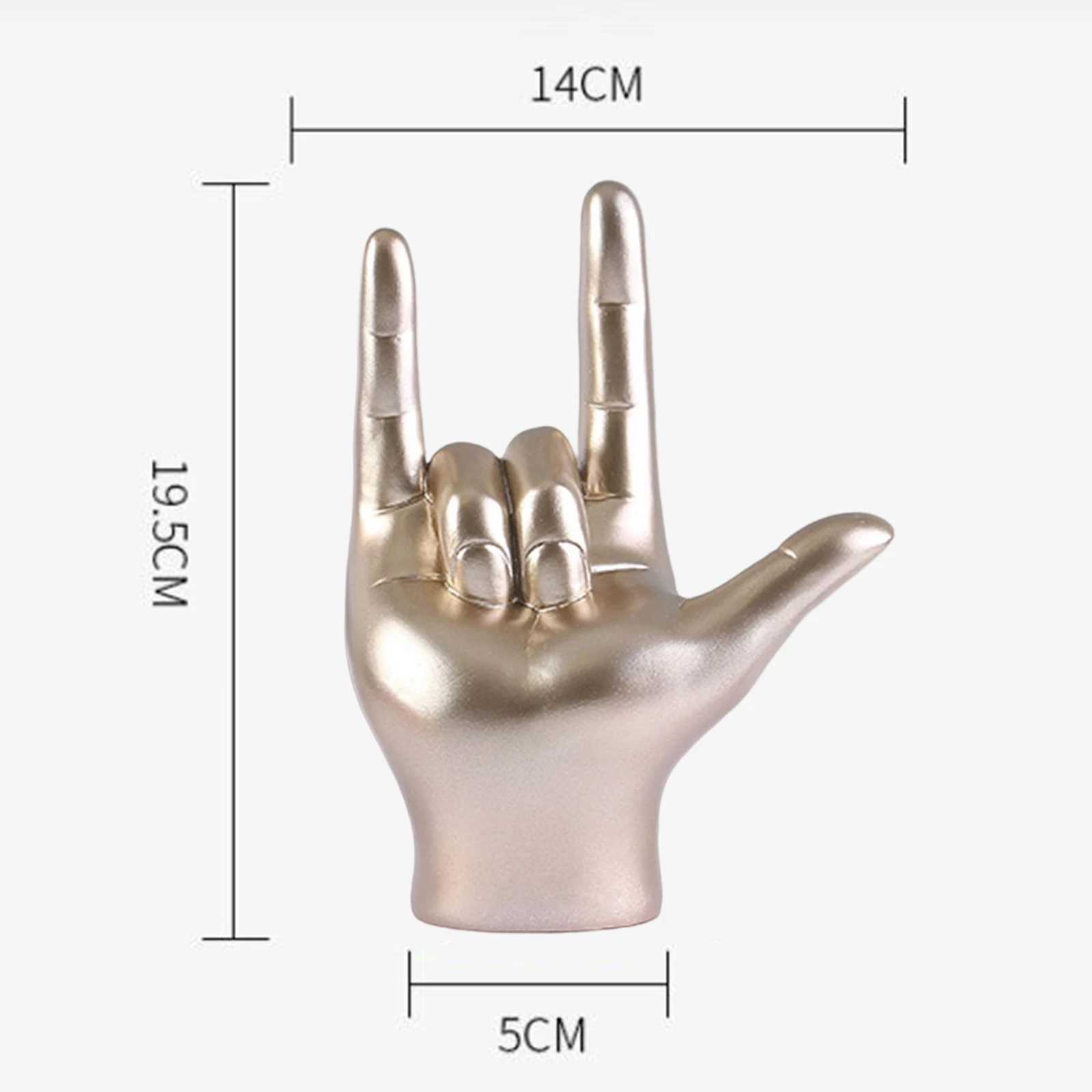 Lependor Hand Beeldhouwwerk Decor Vinger standbeeld Hars Bureau decoraties voor thuis en op kantoor - (Gouden, OK Vingers