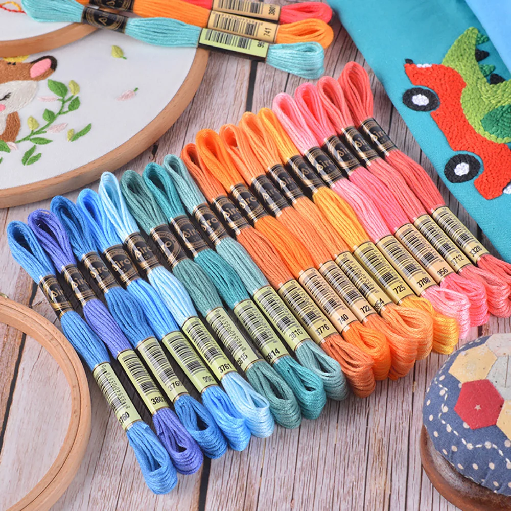12 Stück Kreuzstichfaden, 8 Meter, Stickgarn, Zahnseide, Heimnähen, Bastelfaden, DMC, Regenbogen-Farbverlauf – Detail 17