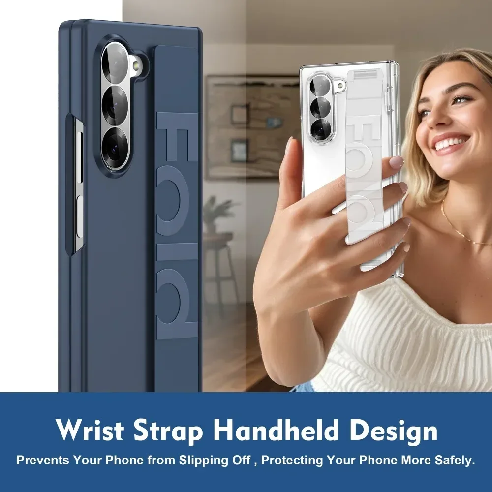 Shockproof Premium Matte Phone Case with Elastic Wrist Strap and Hinge Protection