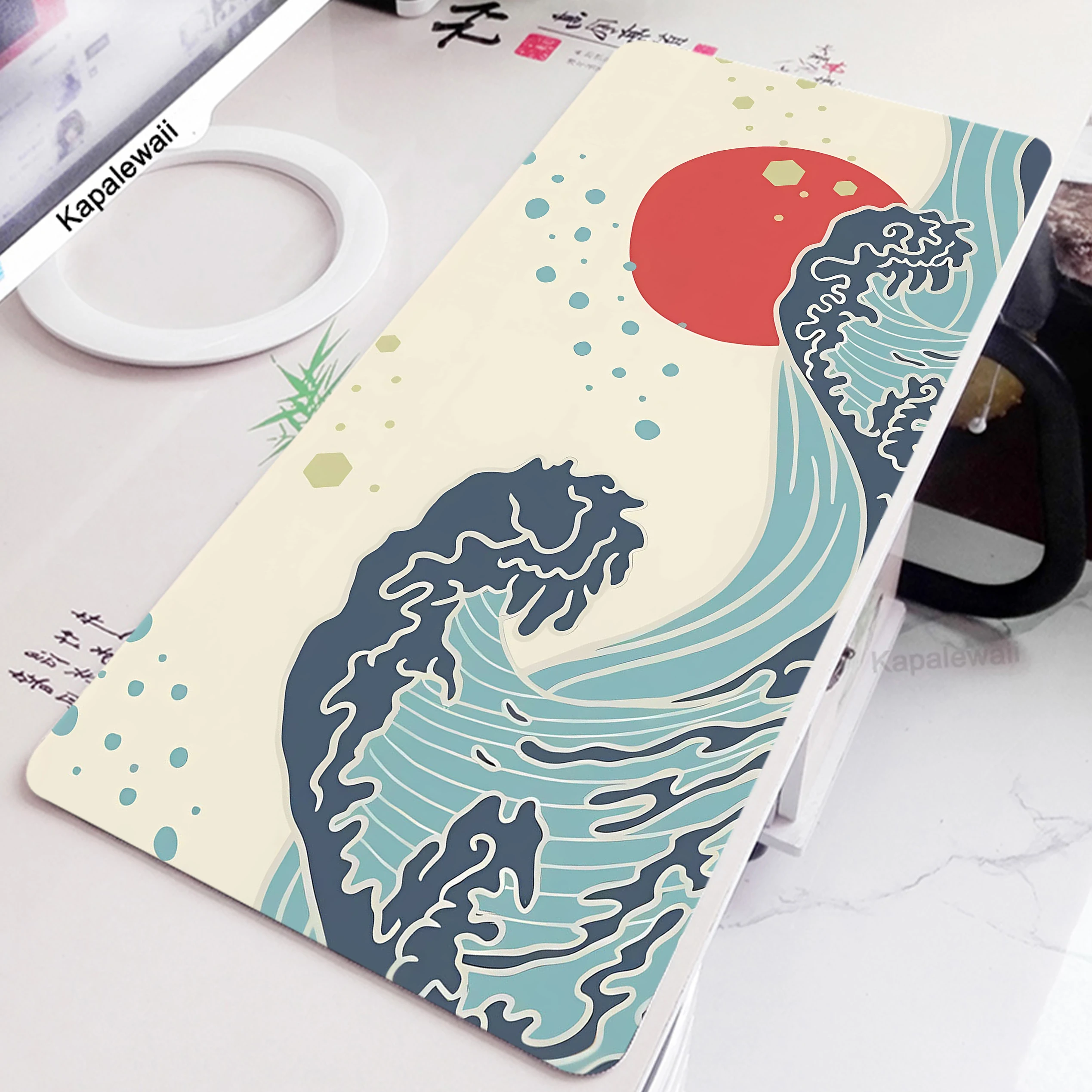 

Japanese Style Great Off Wave Mouse Pad Gaming Setup Accessories Mousepad XXL Desk Mat Locking Edge Mouse Pads Keyboard Mat