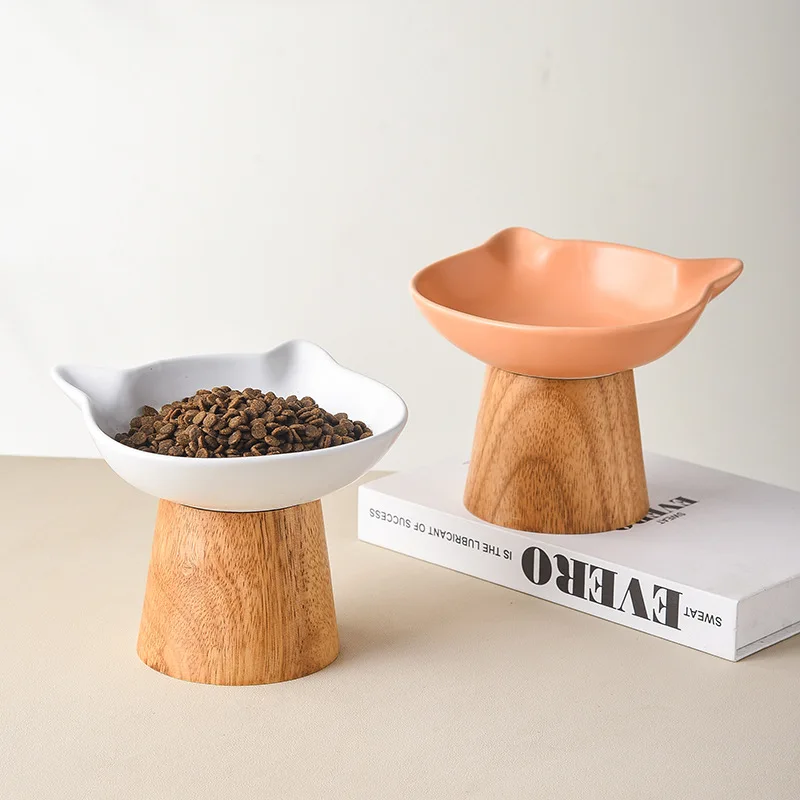 

Creative Ceramic Tall Pet Bowl Anti-Spill Cat and Dog Food Bowl Slanted Neck Care Drinking Bowl