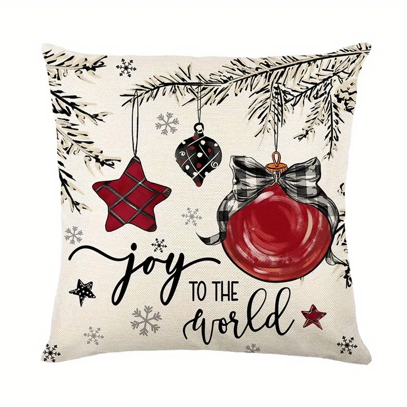 1PC Christmas Bow Pillowcase (excluding Pillow Core), Christmas and Winter Holiday Decoration Sofa Cushion Cover, Christmas Gift