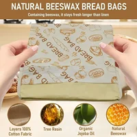 Reusable Homemade Bread Bags-Beeswax Bread Bags for Storing Bread Sandwiches Toast Snacks with Beeswax Fabric Lining 12x17in 2