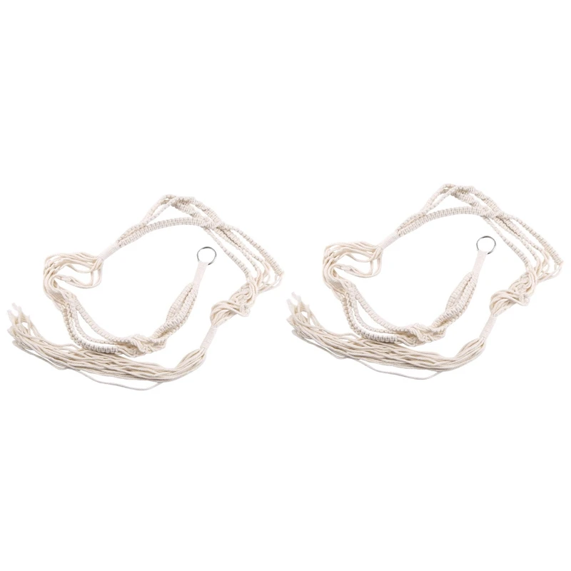 

4X Macrame Double Plant Hanger Indoor Outdoor 2 Tier Hanging Planter Cotton Rope 4 Legs 67 Inch