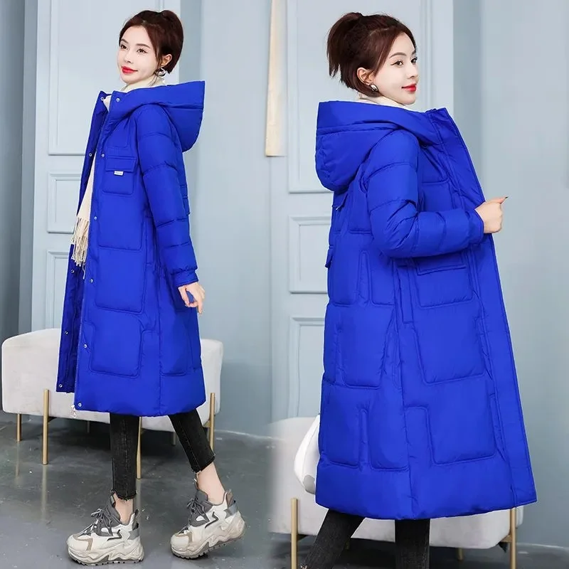 

2023 New Winter Parkas Hooded Down Cotton Women Jacket Windproof Rainproof Thick Warm Coat Fashion Female Long Snow Overcoat