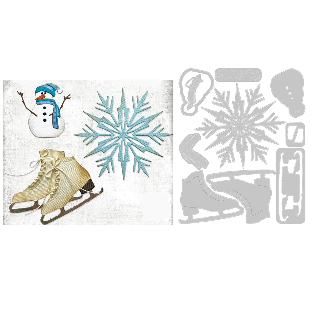 Description Picture 4 of itemChristmas Magic Snowflake Skiing Festive Wreath Cutting Dies for Scrapbooking Supplies New Paper Making Frame Craft Card