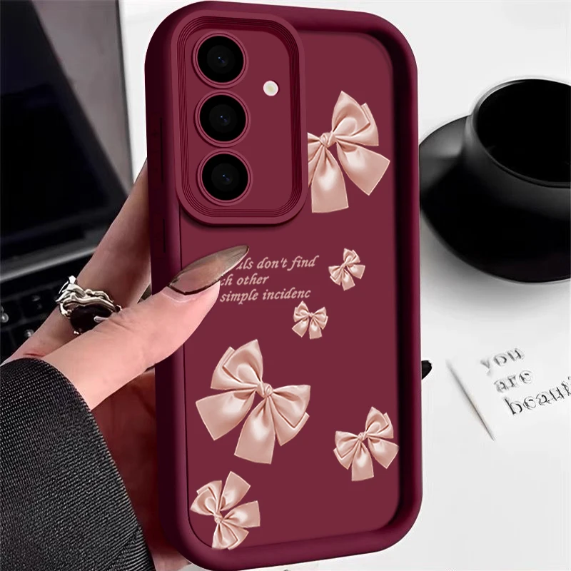 Pink Bowknot Silicone Phone Case - Stylish Soft Cover Design