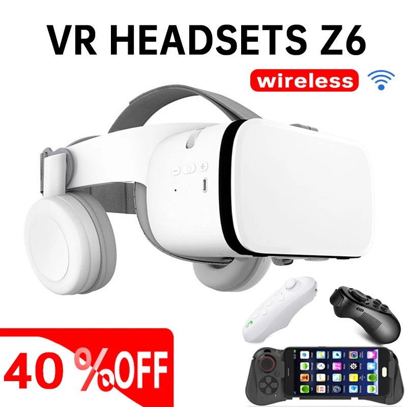 Vr Box Realtà Virtuale Occhiali 3D Cuffie Casco Per Smartphone Cellulare Cellulare 4.7-6.5 Pollici Bluetooth Vr Wireless Rocker