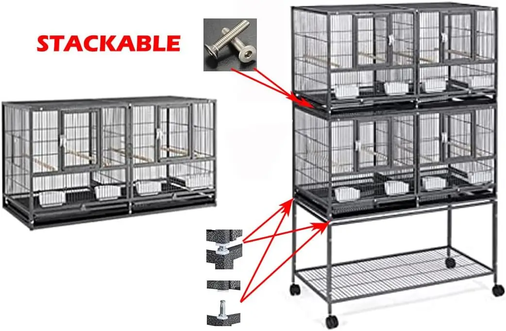 Triple Stackable Divided Bird Breeding Cage