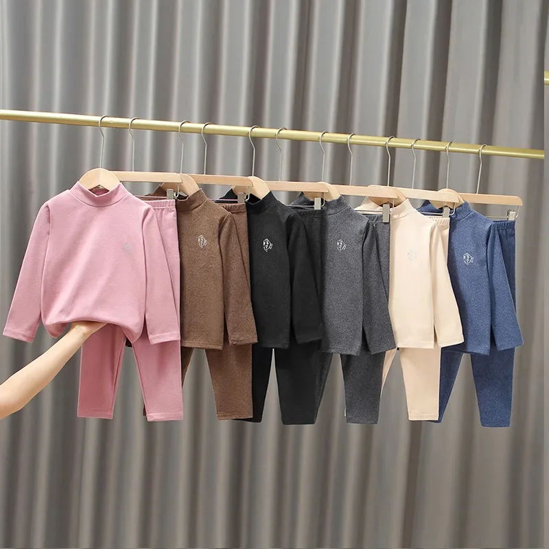 Children Turtleneck Thermal Underwear Set Winter Warm Boys Girls Long Johns Soft Teen Kids Pajamas 3 To 14 Years Boy Loungewear children underwear suits,children clothes