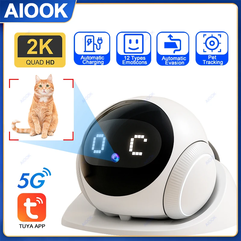 AIOOK Automatic Charging Robot Camera HD 2K 5G WIFI IP Camera Pet Mobile Tracking Night Vision CCTV Remote View TUYA APP Camera 1 AIOOK Automatic Charging Robot Camera HD 2K 5G WIFI IP Camera Pet Mobile Tracking Night Vision CCTV Remote View TUYA APP Camera 1