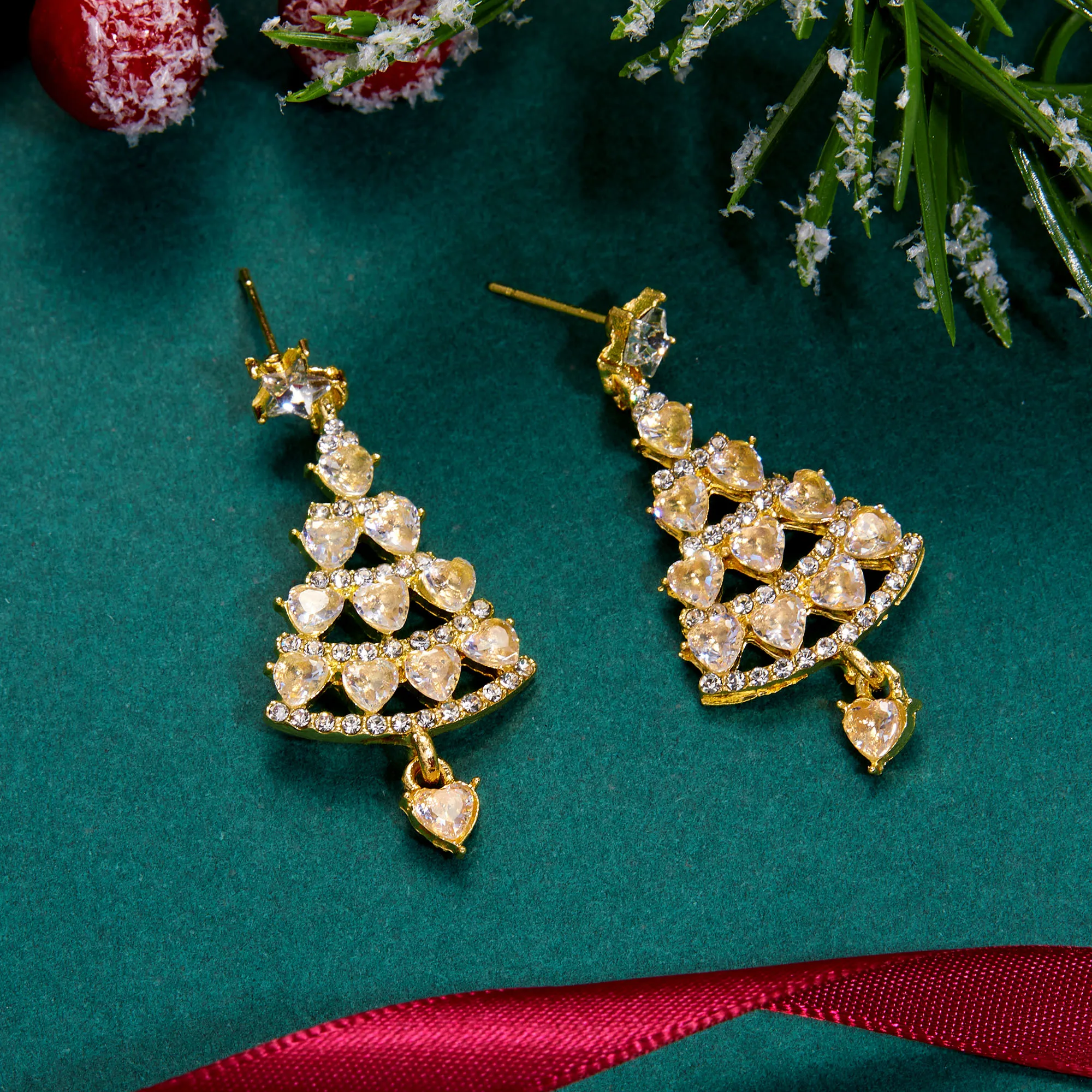 Orecchini A Fiocco Natalizi Con Perle E Strass Rossi – Gioielli Eleganti Per Donna – Regalo Per Natale, Anniversario, Festa