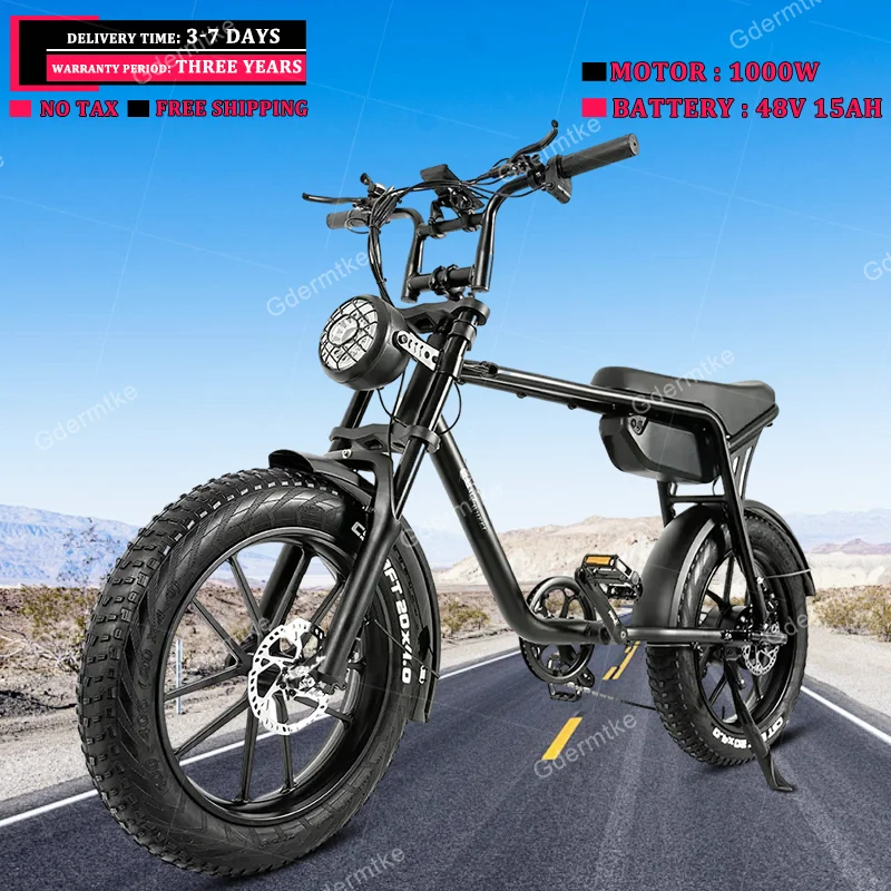 E Bike Beach Snow Velocità Variabile 20 Pollici Fat Tire Bici Elettrica 1000W Motore 48 V15Ah Batteria Al Litio Mountain Bicicletta Elettrica