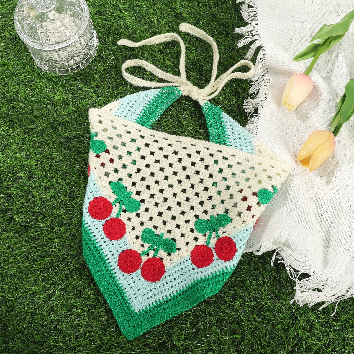 Women Bohemia Triangle Bandanas Turban Crochet Hair Scarf Hairband Knitted Headband Elastic Hair Band Headwrap Hair Accessories