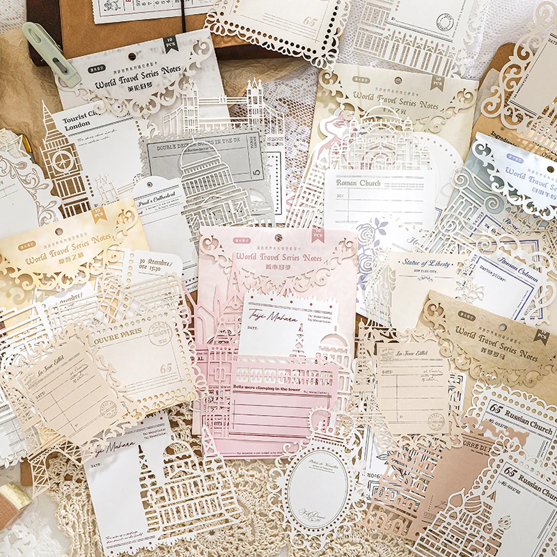 Journal GO 10pcs/lot Cut out Material Paper Travel around the World Junk Journal Scrapbooking Cards Retro Paper for Gift Card 4