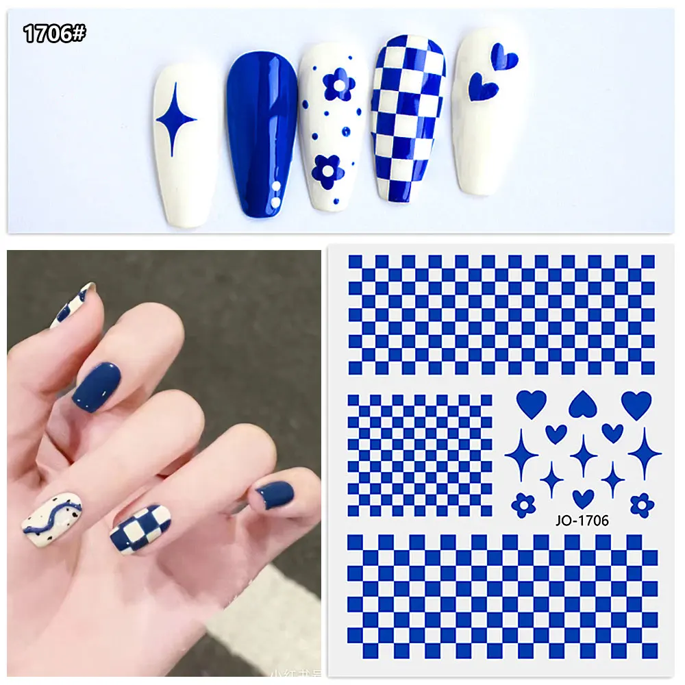 1pcs French Manicure Nail Art Stickers Checker Board Nail Tips Decoration Self-Adhesive For DIY Decoration Stencil Tools 5