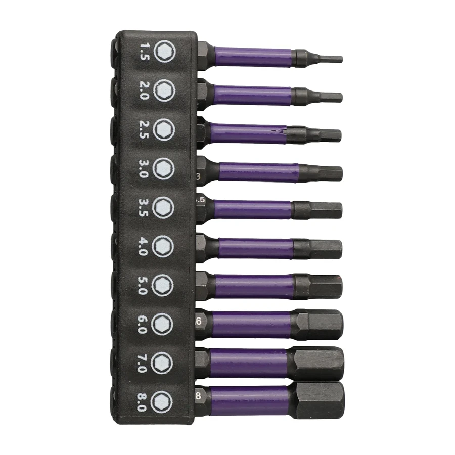 10Pcs Hex Kopf Schlüssel Bohrer Mit Schraubendreher Bit Halter Set 1/4 "Quick Release Schaft Magnetische Schraubendreher Bit werkzeuge H1,5-H8 – Detail 5
