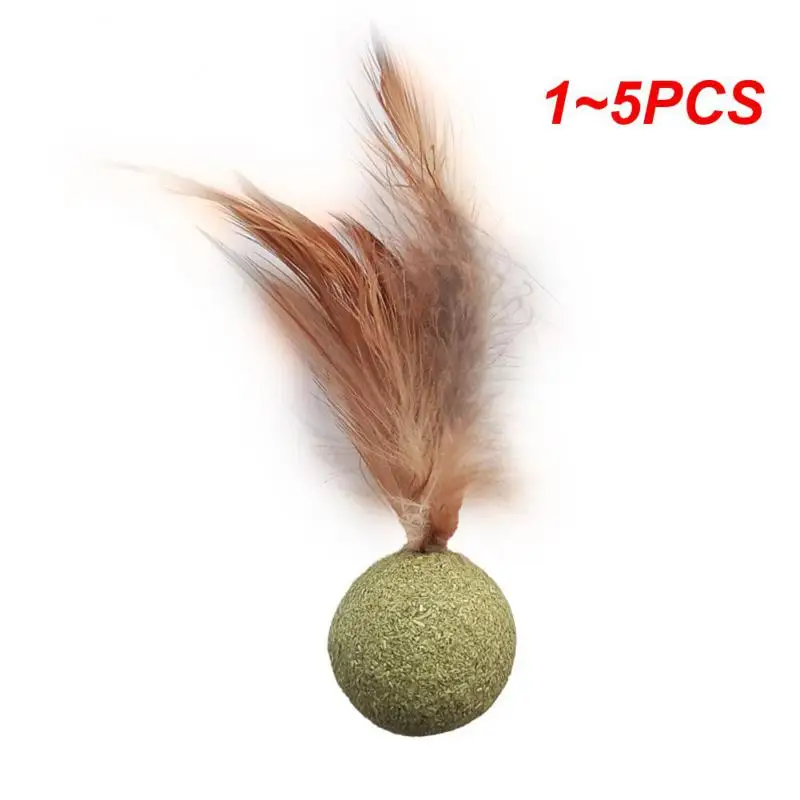 

1~5PCS Cat Toy Ball Feather Funny Cat Mint Ball Plus Feather Mint Ball Throwing Toys Interactive Plush Toys Catnip Pet Supplies