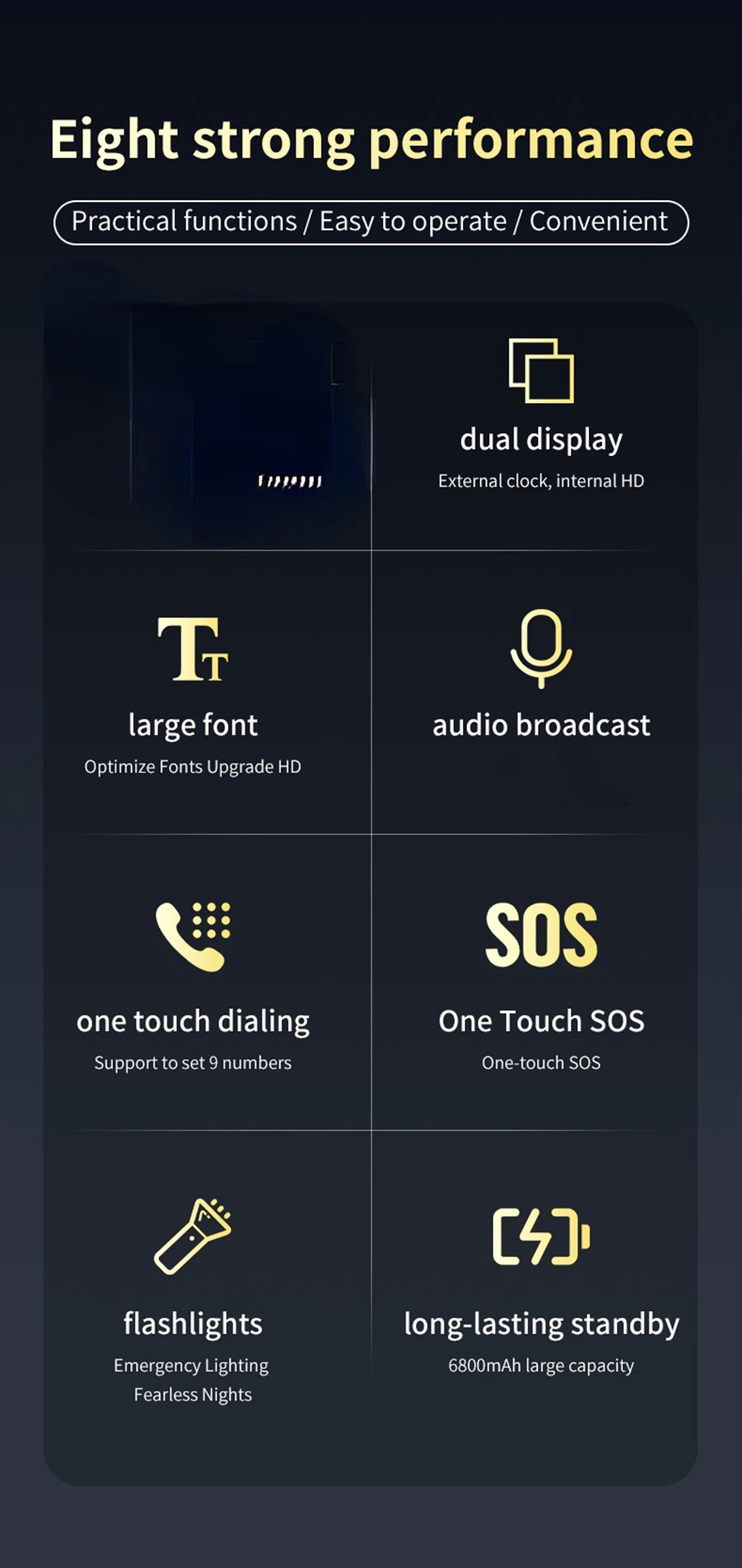 Yeemi M7 Durable Outdoor Phone GSM 2G Two Large Screens MP3 MP4 Dual SIM Large Button SOS Quick Dialing High Sound Phone