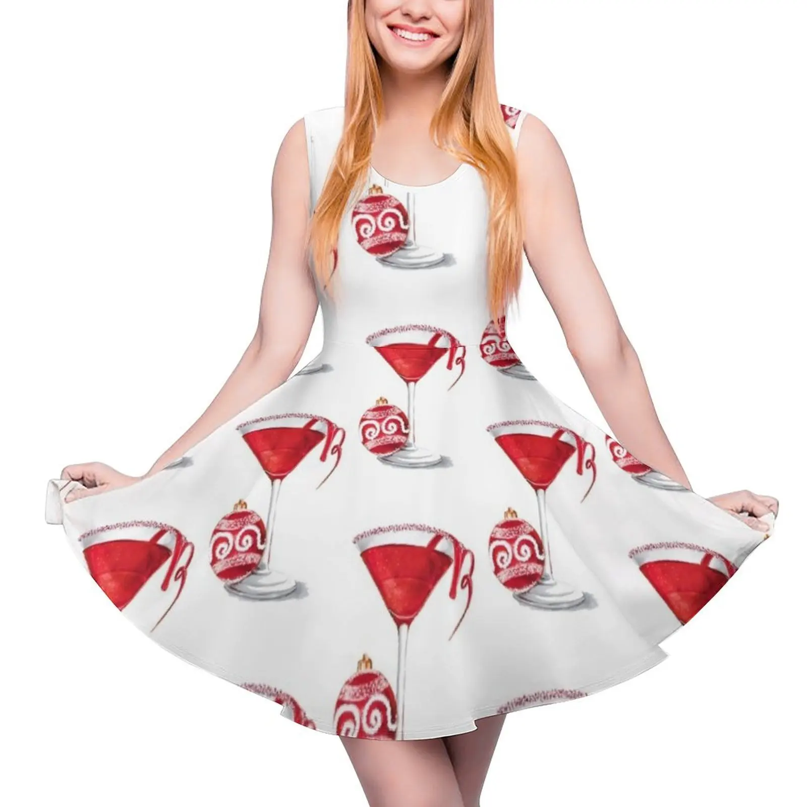 

Christmas Martini Round Neck Dress Women's long dress Clothing Women's clothing