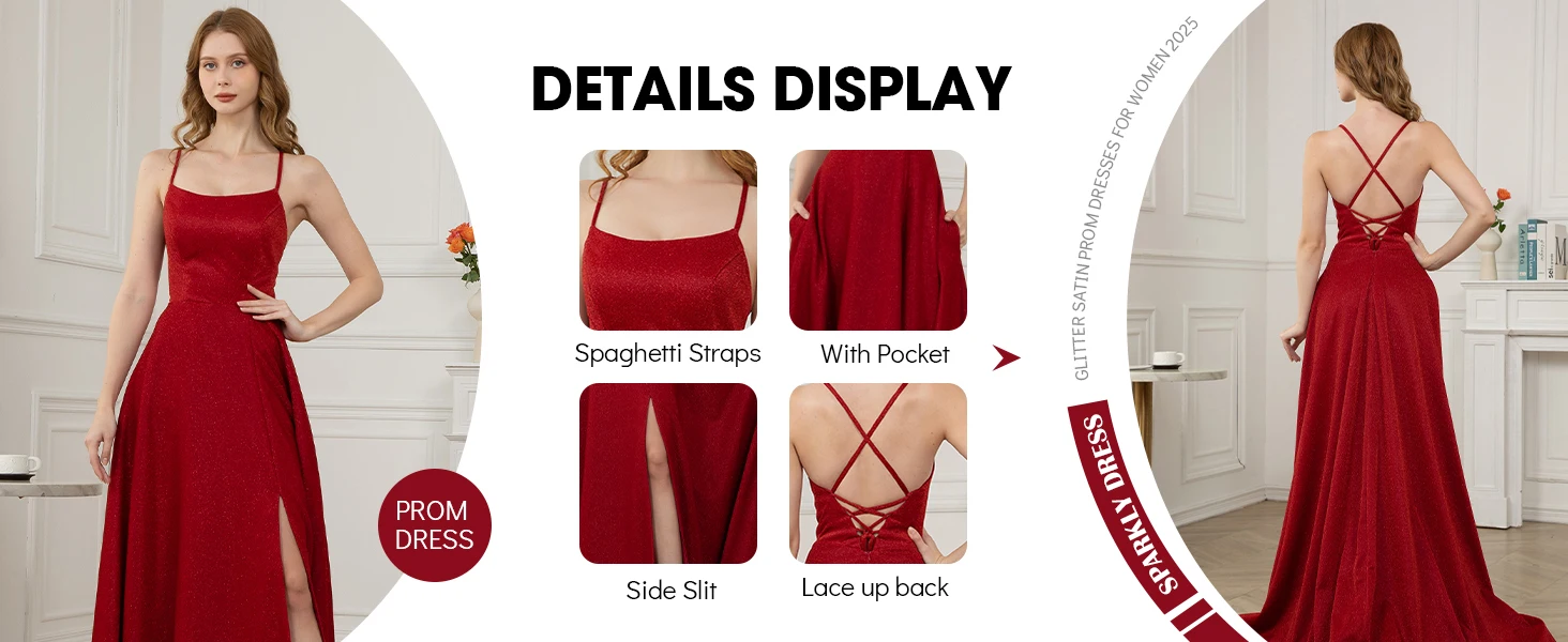 vestido formal con purpurina