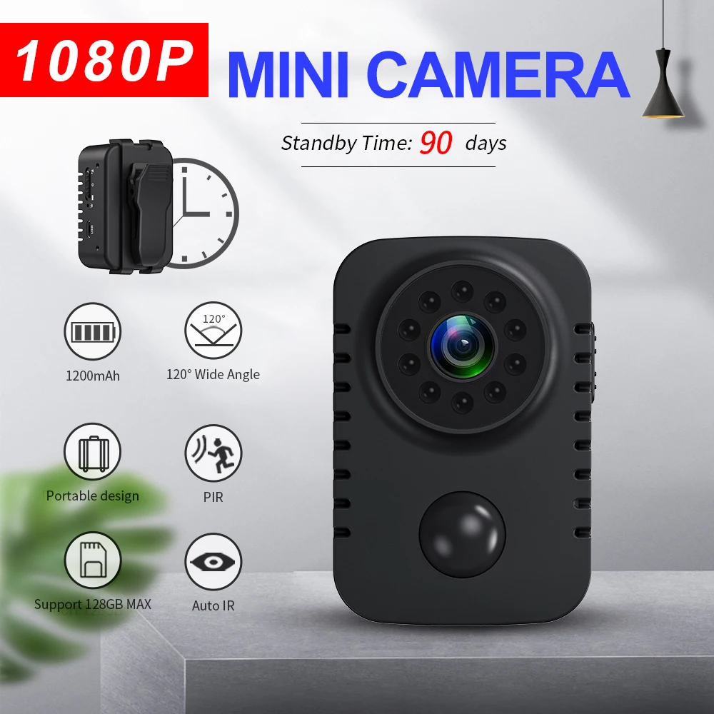 Mini caméra Linge HD sans fil pour voitures, webcam espion PIR, petite  caméra de nounou activée par le mouvement, caméras de poche de sécurité en  veille, 1080P - AliExpress