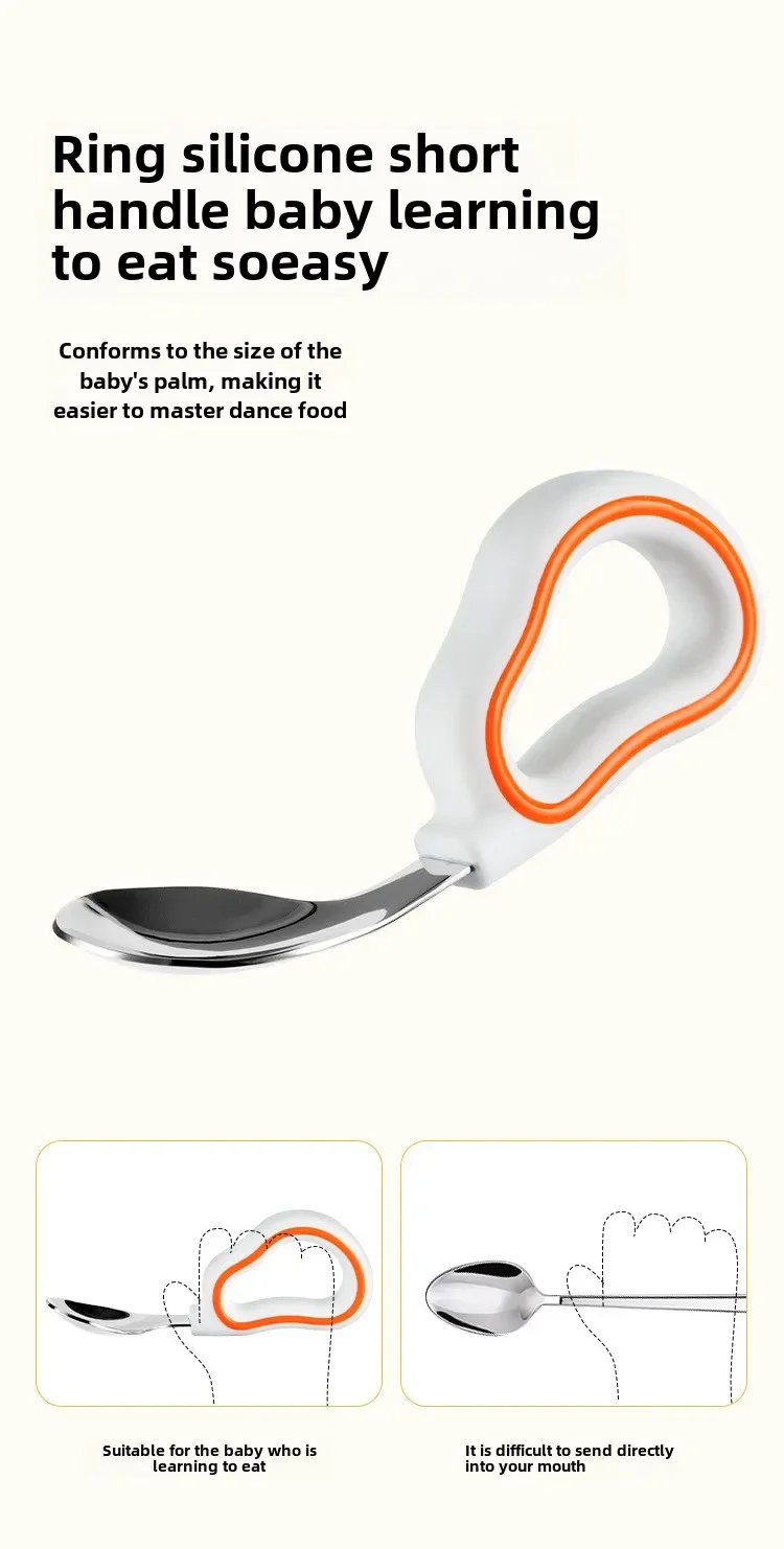 Description Picture 4 of item1PCSBaby Eating Training Soft Silicone Spoon and Fork Cutlery Toddler Learn To Eat Training Soft Fork Cutlery Children Tableware