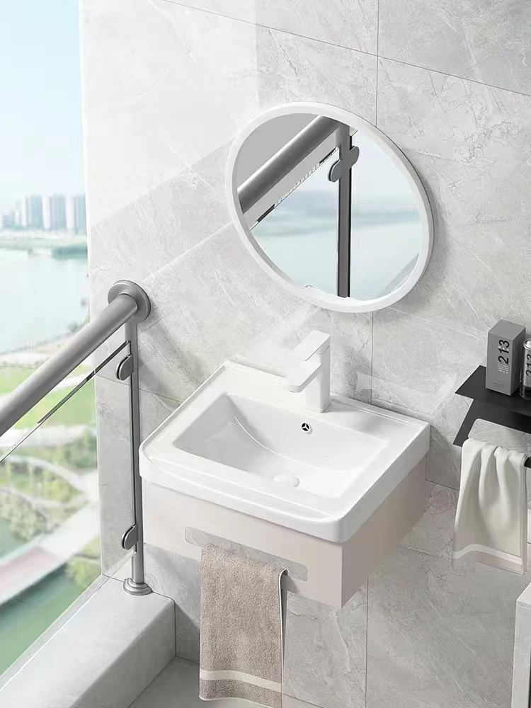 Wall-mounted stainless steel towel rack Ceramic washbasin hand dish Suitable for various scenes of the balcony or bathroom 3