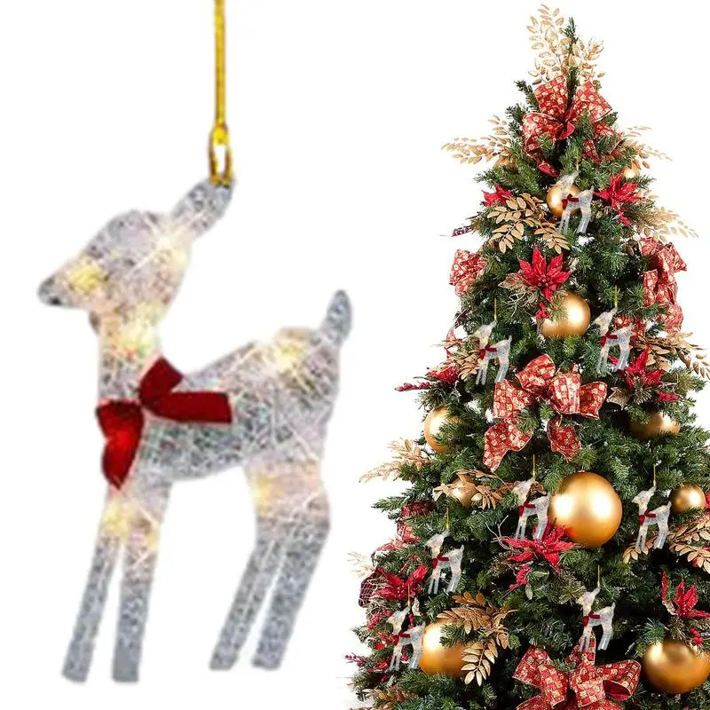 

Christmas Reindeer Decor Acrylic 2D Deer Hang Decor Ornament For Christmas Reusable Christmas Tree Ornament For Home Decoration