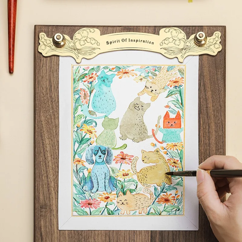Tavolo da disegno in legno massello studenti d'arte Clip da cavalletto speciale Clip da Menu in ottone Retro Sketch Display Board portacarte per appunti - immagine 2