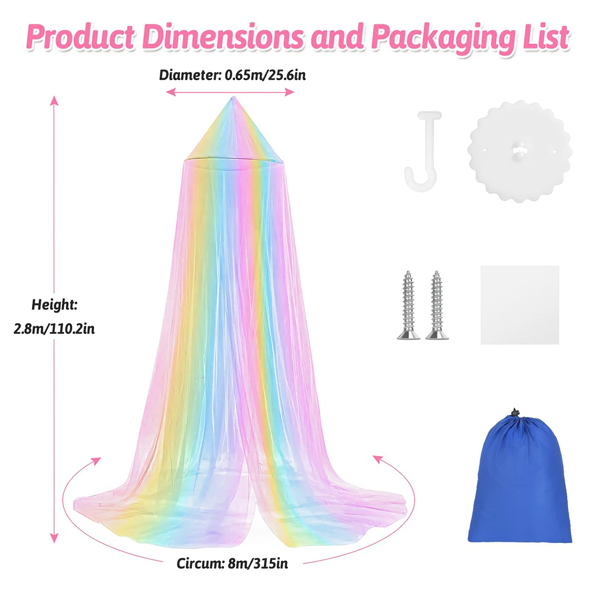 여행시 모기장, 걸이식 침대 그물, 침대, 흰색, 대형, 여아용 침대보 