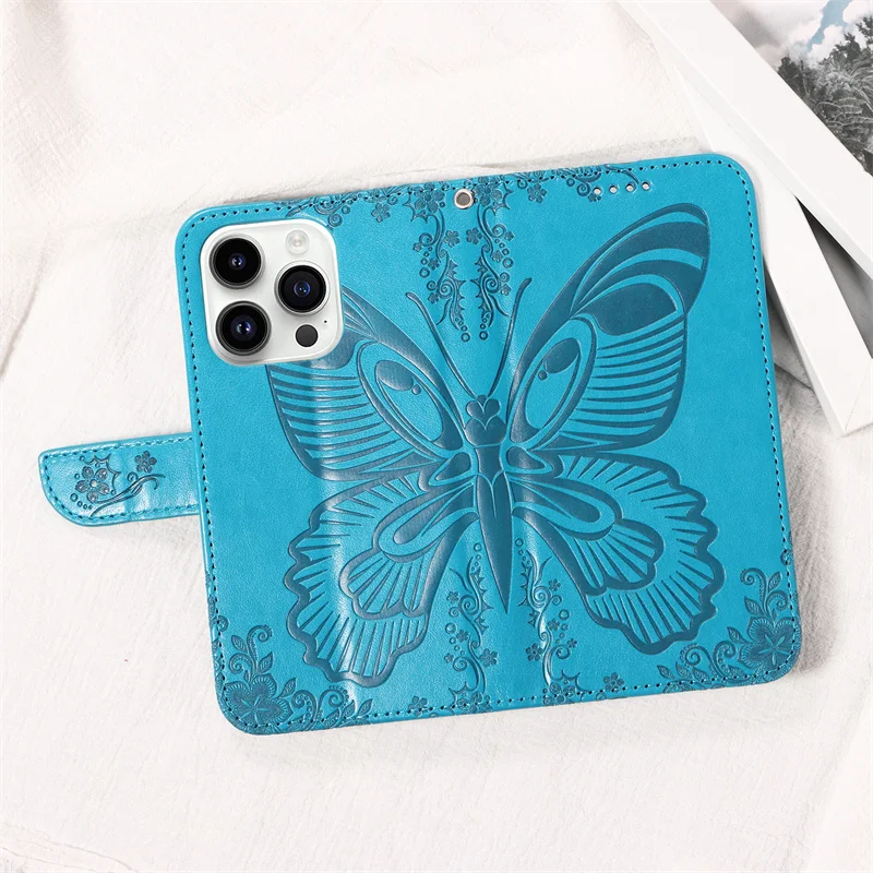 Fashion Butterfly Leather Phone Case with Card Slot - Soft Protective Cover