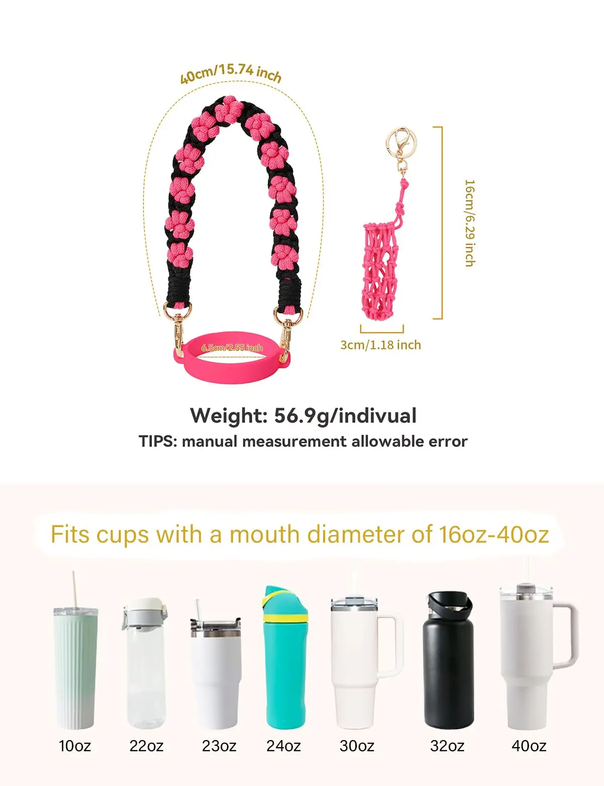Cute Cup Accessories for Stanley: Water Bottle Handle Strap for Kids Girls Women Easy to Carrying and Durability