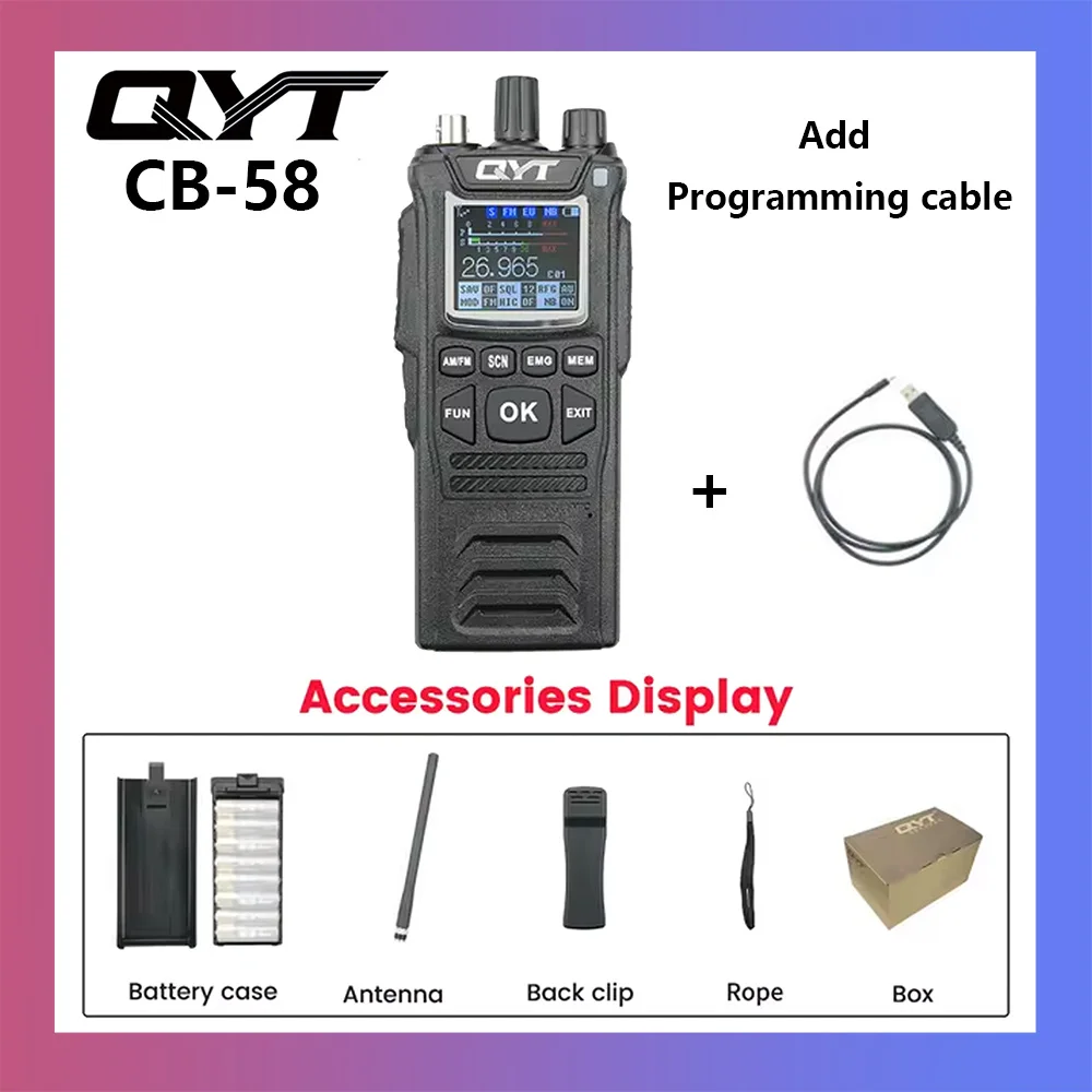 New CB Radio CB-58 26.965-27.405MHz FM AM Mode Citizen Band Radio 27MHz Handheld Walkie Talkie With 4100mAh CB Radio 2