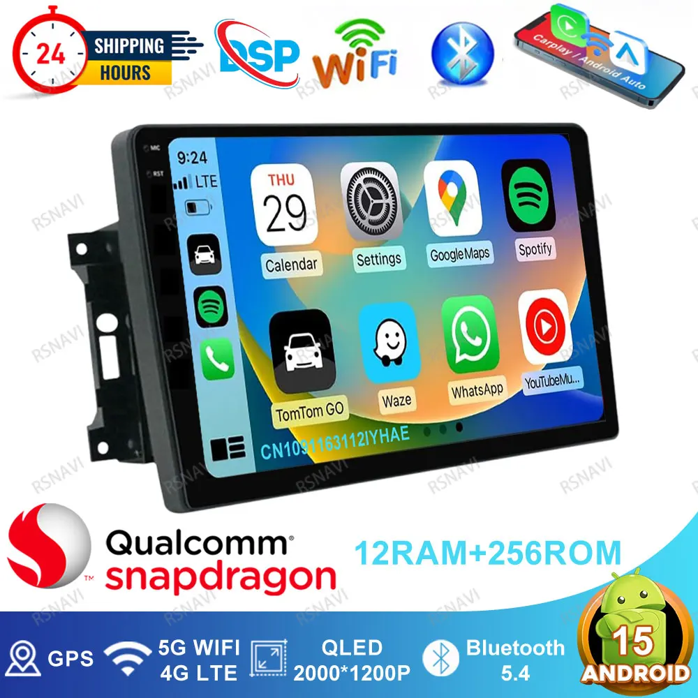 Android 15 Radio de coche para Jeep Wrangler 3 JK 2007 - 2018 unidad principal inalámbrica Carplay Auto GPS QLED DVD navegación Multimedia BT 1